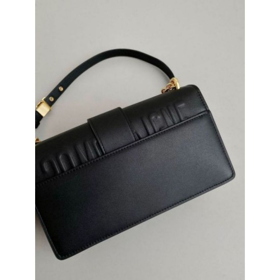 Replica Dior 30 Montaigne East-West Bag with Chain Black Calfskin