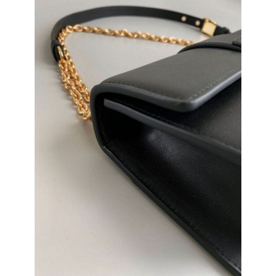 Replica Dior 30 Montaigne East-West Bag with Chain Black Calfskin