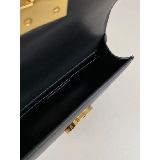 Replica Dior 30 Montaigne East-West Bag with Chain Black Calfskin