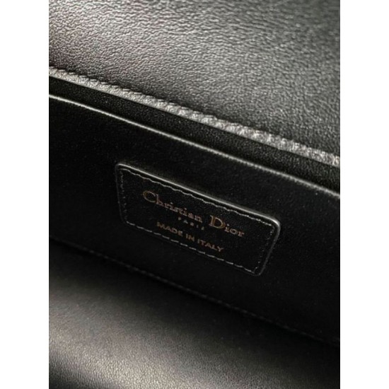 Replica Dior 30 Montaigne East-West Bag with Chain Black Calfskin