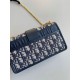 Replica Dior 30 Montaigne East-West Bag with Chain Blue Oblique Jacquard