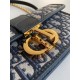 Replica Dior 30 Montaigne East-West Bag with Chain Blue Oblique Jacquard