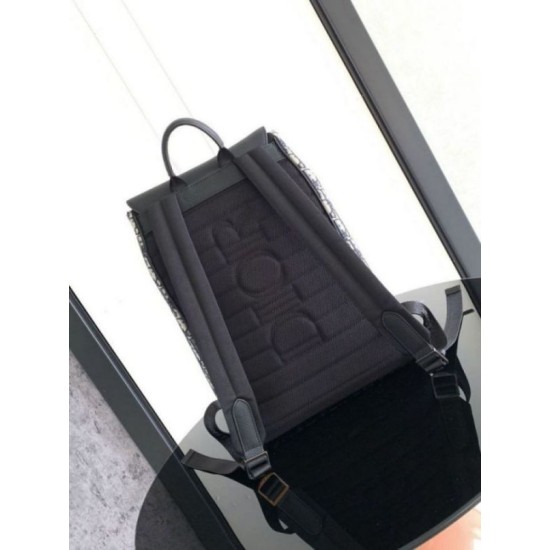 Fake Dior Saddle Backpack with Flap Beige Oblique Jacquard Replica