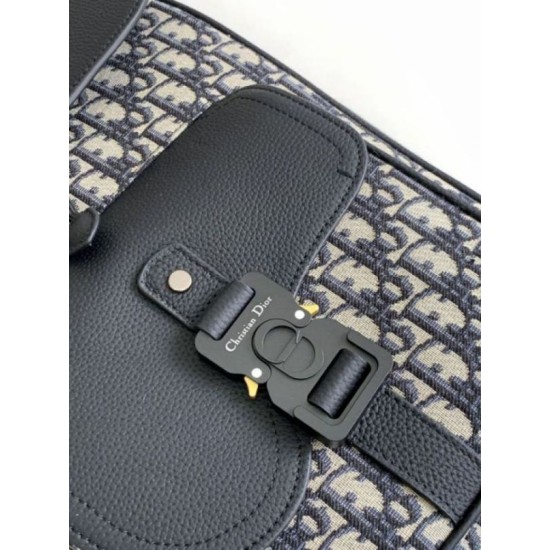 Fake Dior Saddle Backpack with Flap Beige Oblique Jacquard Replica