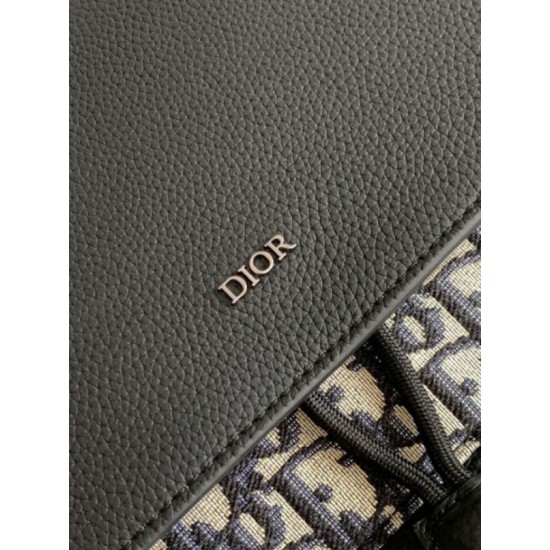 Fake Dior Saddle Backpack with Flap Beige Oblique Jacquard Replica