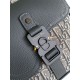 Replica Dior Saddle Backpack with Flap Grey Oblique Jacquard