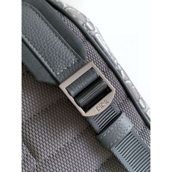 Replica Dior Saddle Backpack with Flap Grey Oblique Jacquard