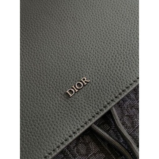 Fake Dior Saddle Backpack with Flap Black Oblique Jacquard Replica