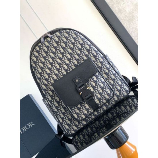 Replica Dior Saddle Zip Backpack Beige Oblique Jacquard