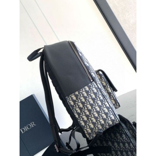 Replica Dior Saddle Zip Backpack Beige Oblique Jacquard