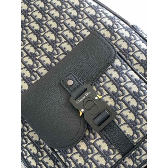 Replica Dior Saddle Zip Backpack Beige Oblique Jacquard