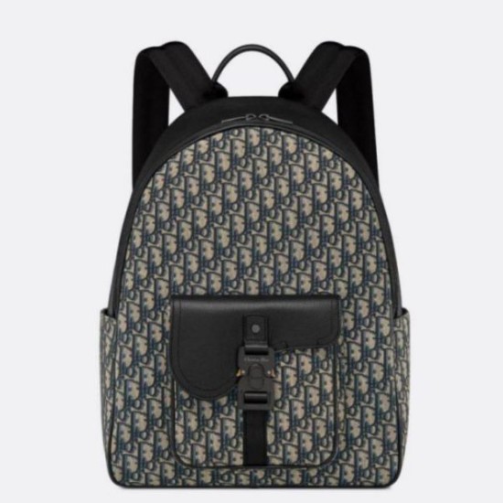 Replica Dior Saddle Zip Backpack Beige Oblique Jacquard
