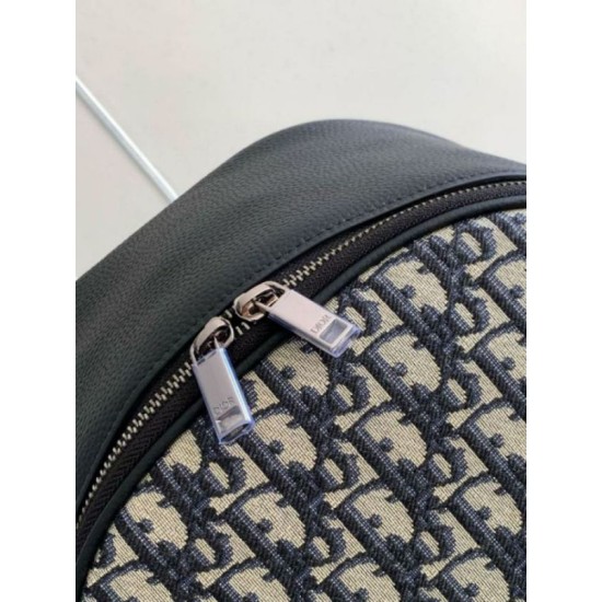 Replica Dior Saddle Zip Backpack Beige Oblique Jacquard