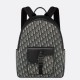 Replica Dior Saddle Zip Backpack Beige Oblique Jacquard