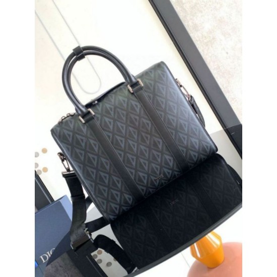 Fake Dior Lingot Briefcase Black CD Diamond Replica