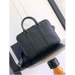 Replica Dior Zipped Briefcase Black Gravity Leather