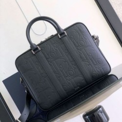 Replica Dior Zipped Briefcase Black Gravity Leather