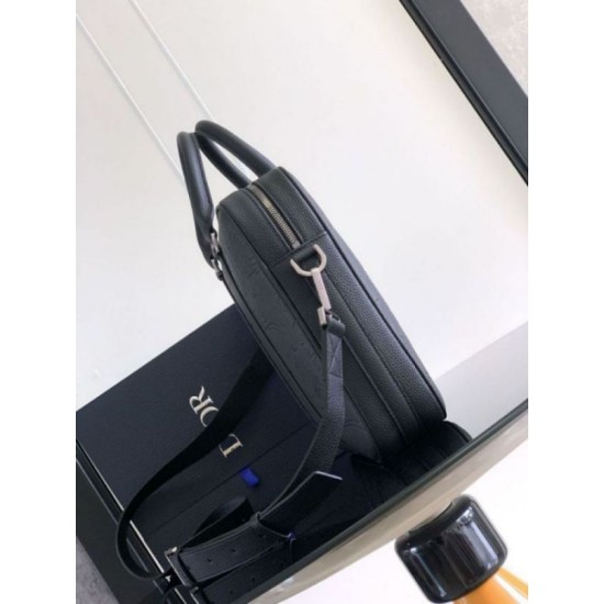Replica Dior Zipped Briefcase Black Gravity Leather