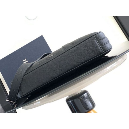 Replica Dior Zipped Briefcase Black Gravity Leather