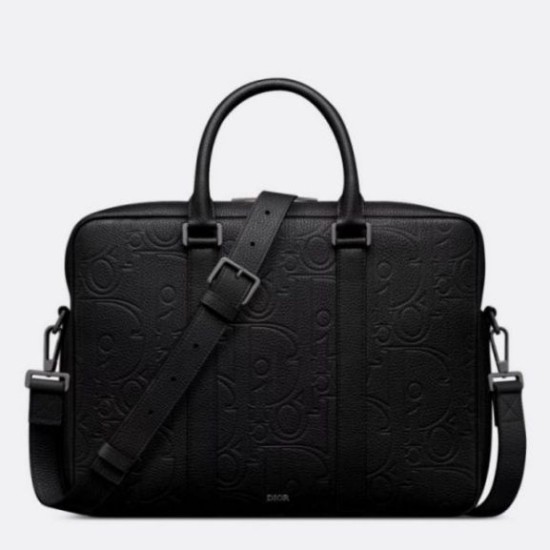 Replica Dior Zipped Briefcase Black Gravity Leather