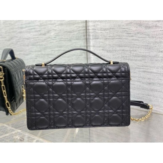 Replica Dior Miss Dior Top Handle Bag Black Cannage Lambskin
