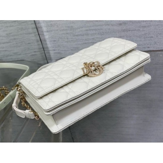 Replica Dior Miss Dior Top Handle Bag White Cannage Lambskin