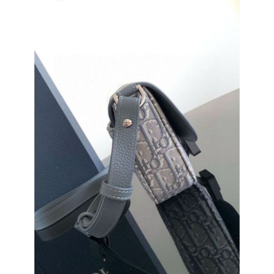 Replica Dior Mini Saddle Messenger Bag Grey Oblique Jacquard and Calfskin