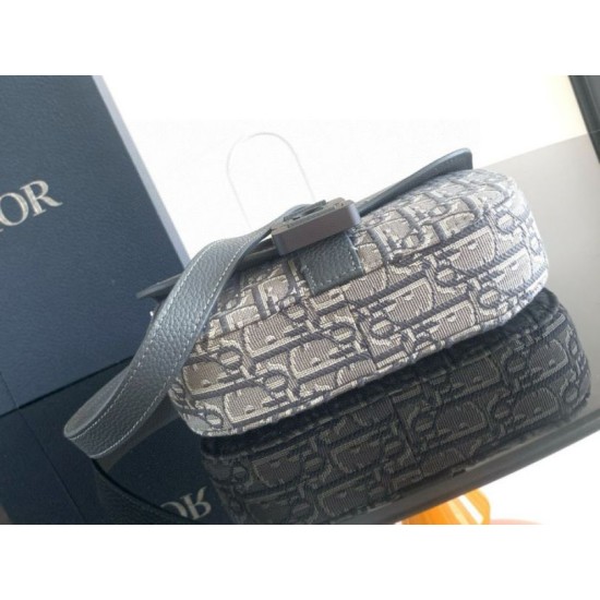Replica Dior Mini Saddle Messenger Bag Grey Oblique Jacquard and Calfskin