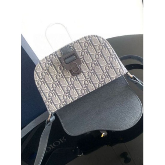 Replica Dior Mini Saddle Messenger Bag Grey Oblique Jacquard and Calfskin