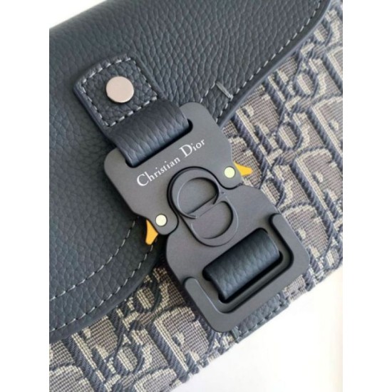 Replica Dior Mini Saddle Messenger Bag Grey Oblique Jacquard and Calfskin