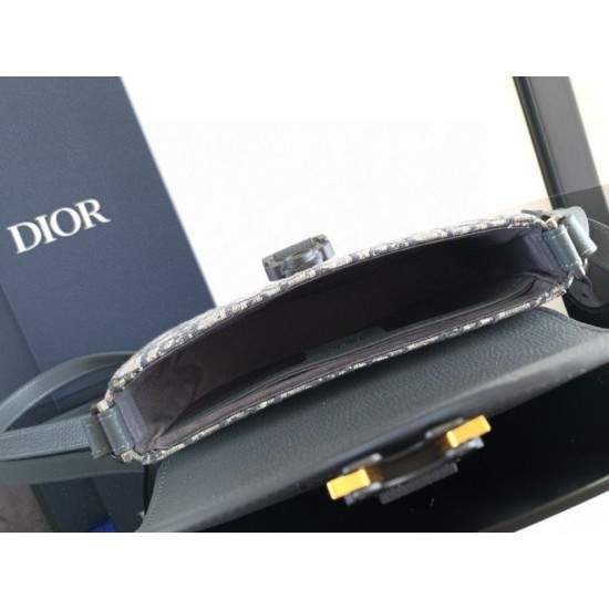Replica Dior Mini Saddle Messenger Bag Grey Oblique Jacquard and Calfskin
