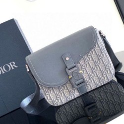 Replica Dior Small Saddle Messenger Bag Grey Oblique Jacquard and Calfskin