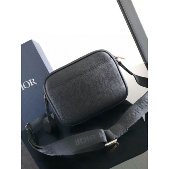 Replica Dior Mini Rider 2.0 Zipped Messenger Bag Black Oblique with Black Leather