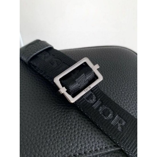 Replica Dior Mini Rider 2.0 Zipped Messenger Bag Black Oblique with Black Leather