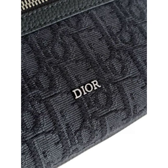 Replica Dior Mini Rider 2.0 Zipped Messenger Bag Black Oblique with Black Leather