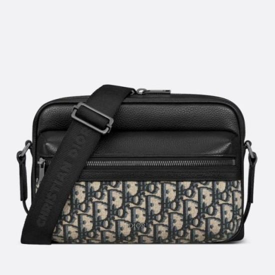 Replica Dior Rider 2.0 Zipped Messenger Bag Beige Oblique with Black Leather Replica Dior Rider 2.0 Zipped Messenger Bag Beige Oblique with Black Leather