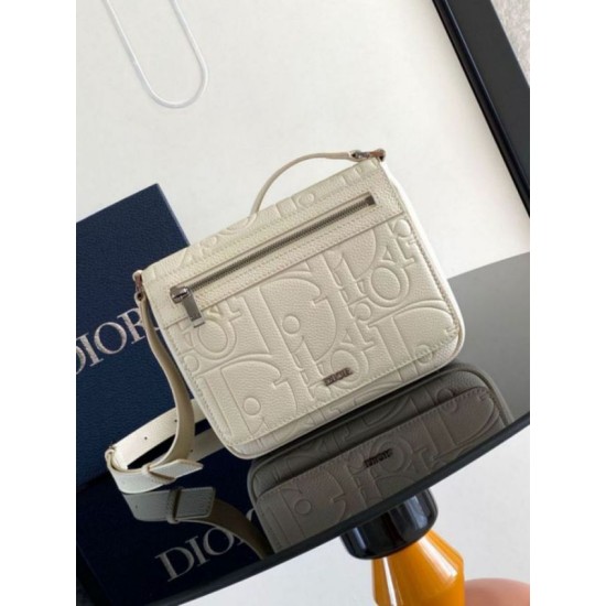 Replica Dior Men's Messenger Bag with Flap Beige Gravity Leather