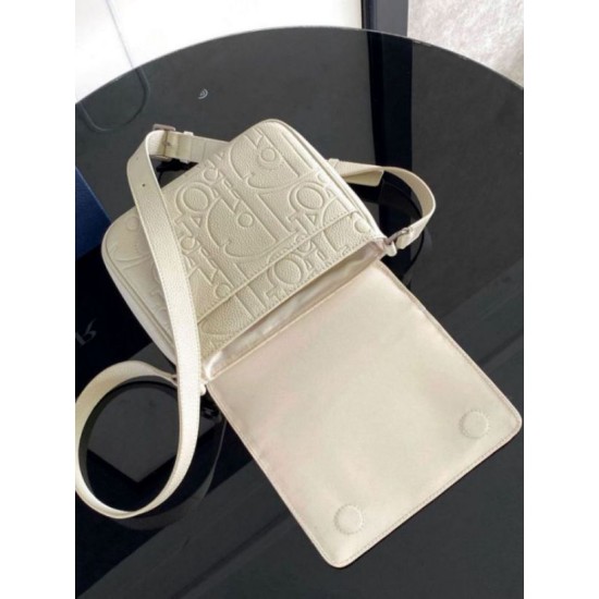 Replica Dior Men's Messenger Bag with Flap Beige Gravity Leather
