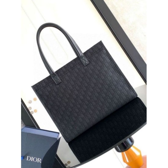 Fake Dior Safari Tote Bag Black Dior Oblique Jacquard Replica