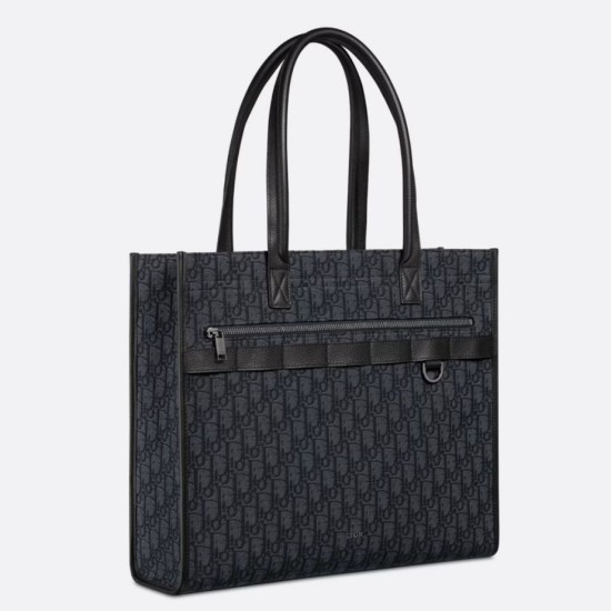 Fake Dior Safari Tote Bag Black Dior Oblique Jacquard Replica
