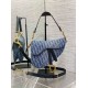 Fake Dior Saddle Bag with Strap Blue Denim Oblique Jacquard Replica