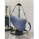 Fake Dior Saddle Bag with Strap Blue Denim Oblique Jacquard Replica