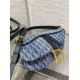Fake Dior Saddle Bag with Strap Blue Denim Oblique Jacquard Replica