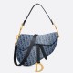 Fake Dior Saddle Bag with Strap Blue Denim Oblique Jacquard Replica