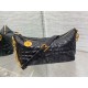 Replica Dior Diorstar Hobo Bag with Chain Black Crinkled Calfskin
