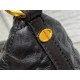 Replica Dior Diorstar Hobo Bag with Chain Black Crinkled Calfskin