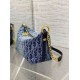 Replica Dior Diorstar Hobo Bag with Chain Blue Denim Oblique Jacquard