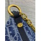 Replica Dior Diorstar Hobo Bag with Chain Blue Denim Oblique Jacquard