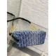 Replica Dior Diorstar Hobo Bag with Chain Blue Denim Oblique Jacquard
