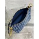 Replica Dior Diorstar Hobo Bag with Chain Blue Denim Oblique Jacquard